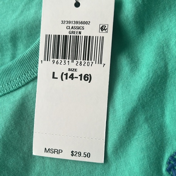 NWT girls Polo Ralph Lauren light green tank. Great under sweaters/zip ups SZ L - Picture 3 of 5